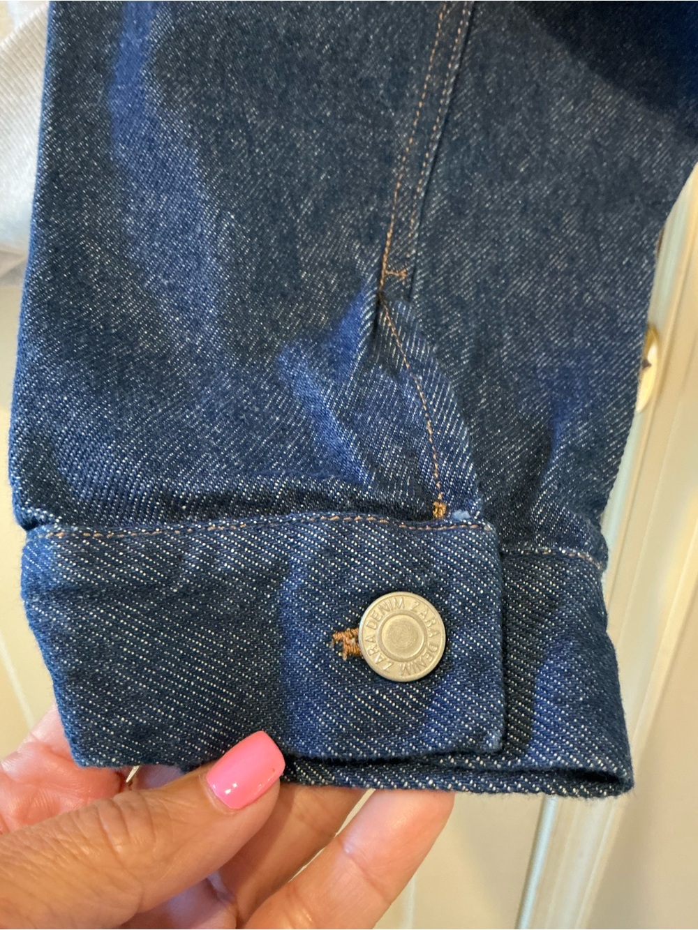 Zara Denim & Gray Oversized Slouchy Sweatshirt Chunky Streetwear Preppy SZ Med - Picture 6 of 13